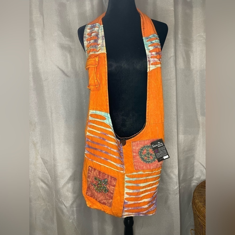 Himalayan Medium Size Crossbody Cloth Bag - Orange - Picture 9 of 9